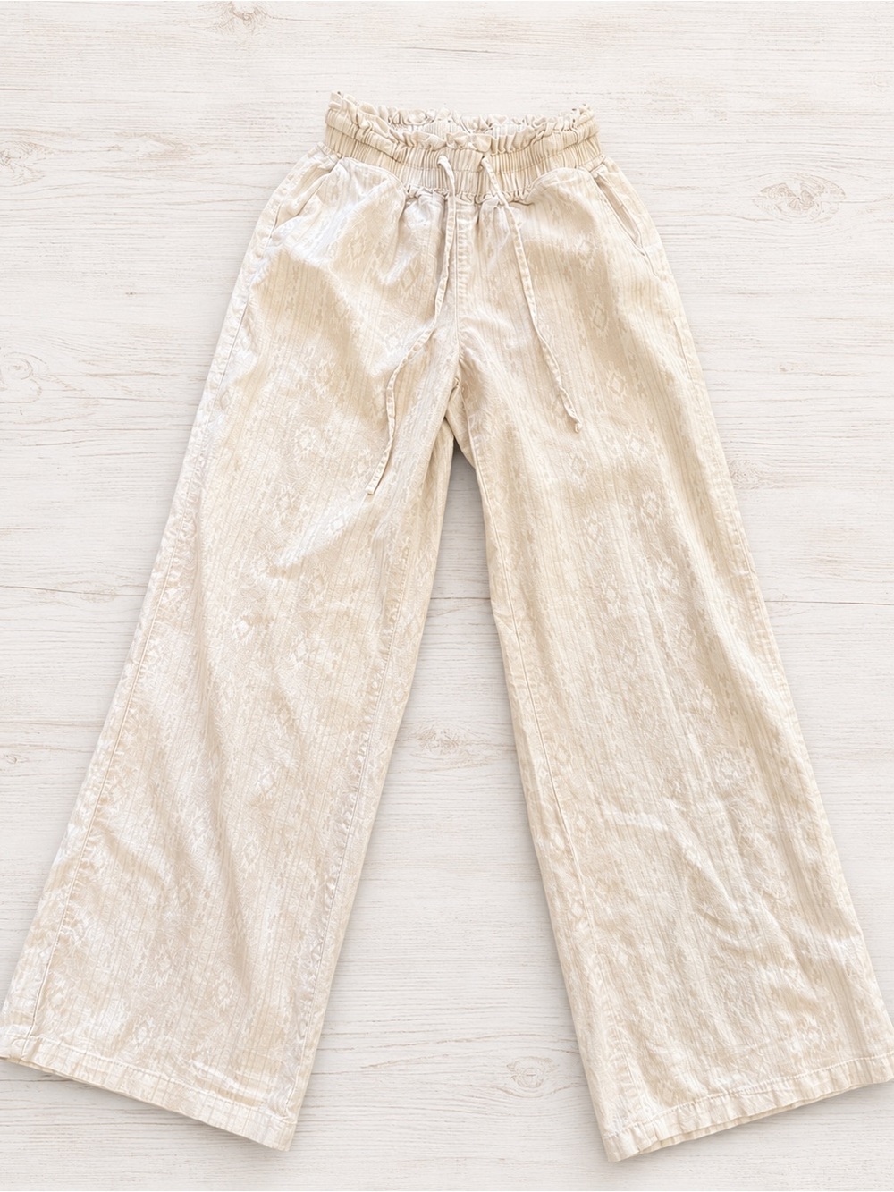 Rewash Linen Blend Wide Leg Pants women’s Small Boho Beach Drawstring Pull On